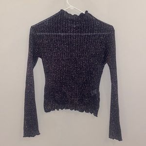 Sheer knit metallic top purchased from Nordstrom. Blue and gold color.